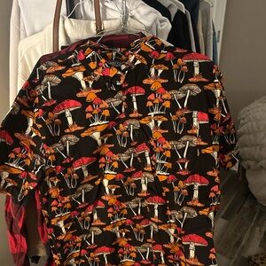 Mushroom Print Black Shirt